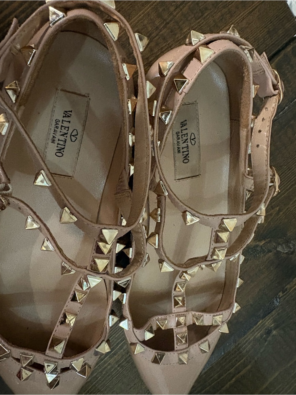Valentino Nude Patent Leather Rockstud Pointed Flats - Picture 6 of 12